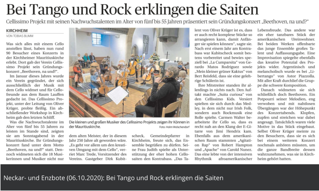 Neckar- und Enzbote (06.10.2020): Bei Tango und Rock erklingen die Saiten